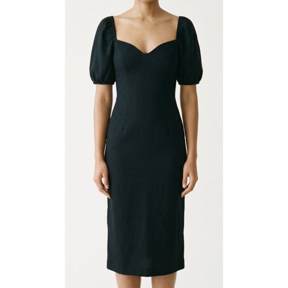 Reformation Lacey Sweetheart Puff Sleeve Midi Dress Size 6 NWT